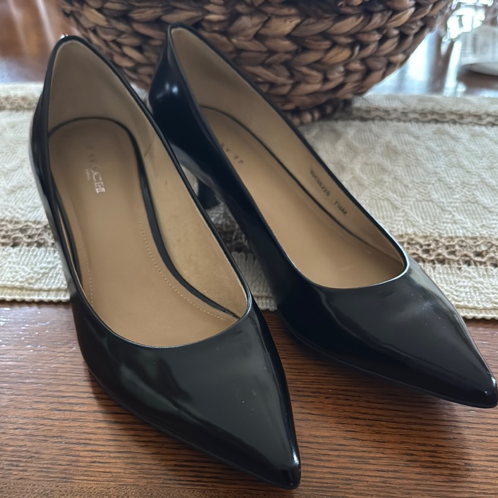Coach Black Patent Pointed-Toe Pumps